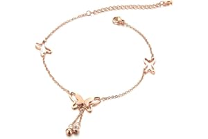 Kim Johanson Edelstahl Damen Fußkettchen *Verschiedene Modelle* in Roségold mit einem starken Karabinerverschluss inkl. Schmuckbeutel