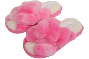 HITOPTEU Kapcie damskie zimowe pantofle pluszowe futro ciepłe kapcie domowe z otwartym palcem pantofle