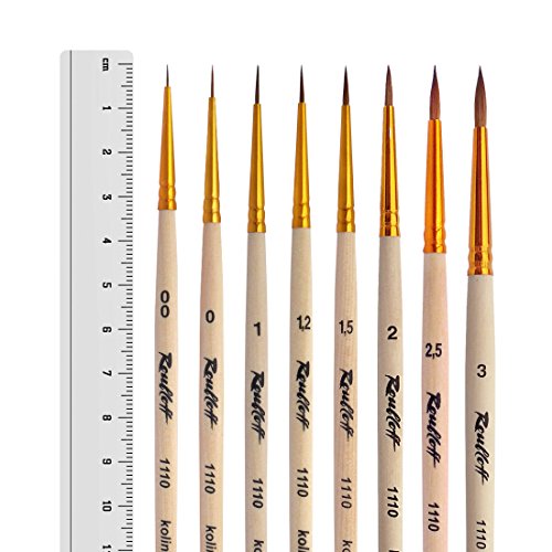 Profi Pinsel Fein – Kolinsky (Rotmarder) von Roubloff – Größe: 00 / 0 / 1 / 1,2 / 1,5 / 2 / 2,5 – Öl, Acryl, Aquarell – 1110 (00) - 2