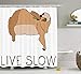 Produktbild Sloth Shower Curtain, Relaxed Happy Animal Lying and Eating Cute Character Live Slow Motivational Phrase, Fabric Bathroom Decor Set with Hooks, 60W X 72L Inche Extra Wide, Pale Brown