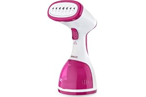 INALSA Garment Steamer for Clothes/fabric, Steam Iron -Vertical & Horizontal Steaming up to 20g/min, Travel Iron, 1200 Watt, 260 ml Water tank & 20 sec Fast Heating,1 Yr warranty,White/Pink (Steamax)