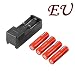 Produktbild 4 x Akku 18650 Batterie (5000mAh/3,7V/Li-Ion) Wiederaufladbar + 1 x Ladegerät By huichang