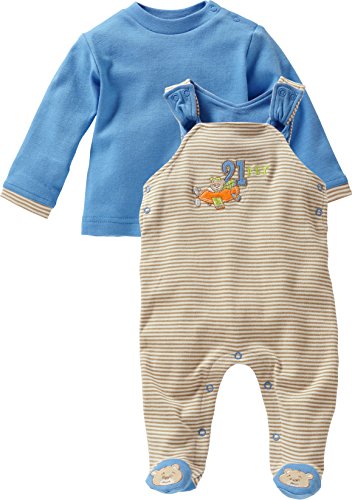 Schnizler Unisex Baby Set Playsuit Footies Neck Long Sleeve, Airplane Romper, Blue, 3-6 Months (Manufacturer Size:68)