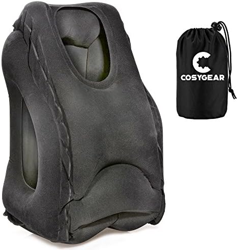 COSYGEAR Travel Pillow / Inflatable Portable Multifunctional Adjustable / for Aeroplane Train Bus Car trips / Privacy and Comfort / Nap Pillow with Head and Body Support (Black)