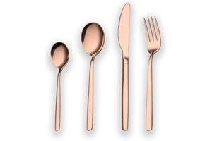 Berglander Set 24 posate in titanio placcato oro rosa Rame lucido per 6