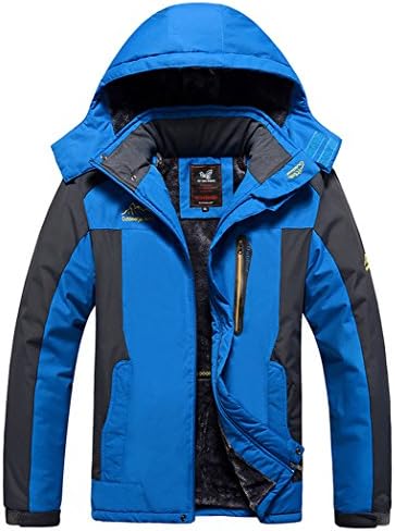 HOUWEN Men's Outdoor Waterproof Mountain Jacket Fleece Windproof Ski Jacket Blue/M
