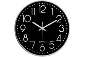 Taodyans Moderno Orologio da Parete Silenzioso Orologio da Cucina Quarzo da 30 cm per Soggiorno(Argento Nero)