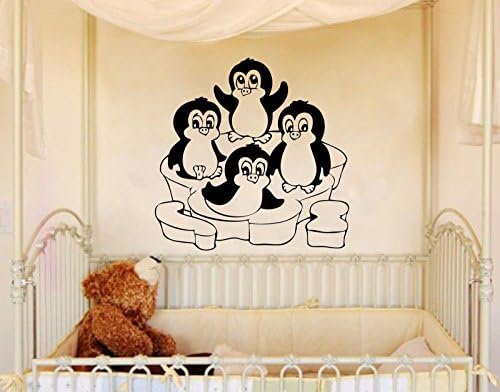 Penguin Family Wall Stickers in 2 Sizes &amp; 29 Colours, royal, 50cm x 50cm