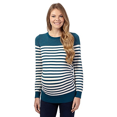 Red Herring Maternity Womens Turquoise Striped And Spotted Maternity Jumper 14