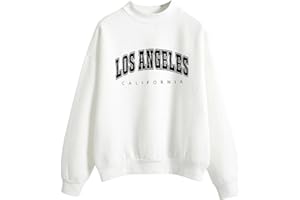 GENERIC Sweat-Shirt SurdimensionnéE pour Femmes Los Angeles California Col Rond à Manches Longues Décontracté Lâche Pull Veste Vintage Haut d'automne Sweatshirts Ado Fille Femme