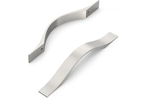 FURNIWARE 10 piezas de tiradores para armarios, tiradores para muebles de níquel cepillado satinado de 96 mm de distancia entre agujeros, tiradores para cocina, muebles, cajones, tiradores para