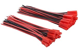 OliYin 20 Paires 22awg 2 Broches JST Connecteur Mâle Femelle Plug 10 cm Fil de Silicone pour LED Lampe Bande RC Jouets Bec Batterie (Pack de 20)