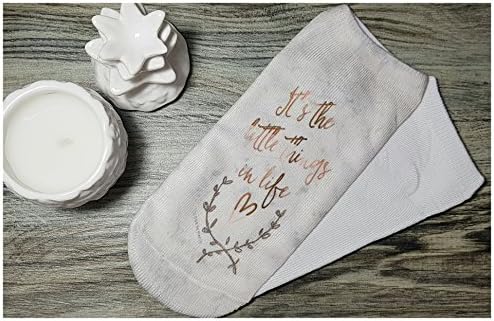 Womens Ladies 'Its the little things in life' quote Socks - Marble effect - Low cut