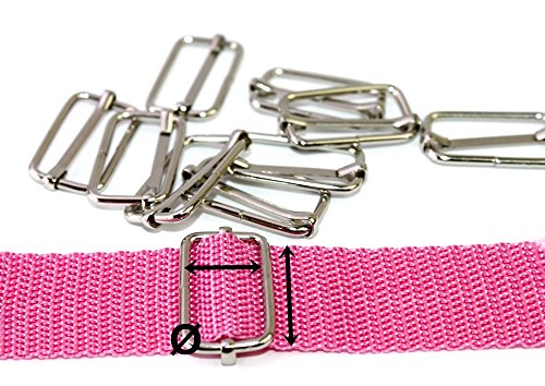 Verschieber-Regulatoren-Gurtschieber vernickelt für Gurte/Bänder bis 25mm. 10 Stück. - 2