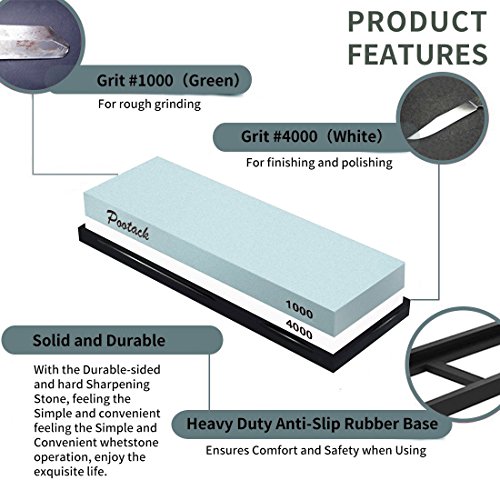 Natural Wetzstein 1000/4000 Doppelseitiger Schleifstein Schärft Schnell Abziehstein mit rutschfestem Silikonhalter (1000/4000) - 2
