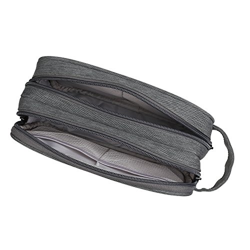 BUBM Universale Tasche mit Doppelschicht Tragetasche für Elektronische Kleingeräte Organiser Reisetasche für Zubehör, Mittel, Grau - 4