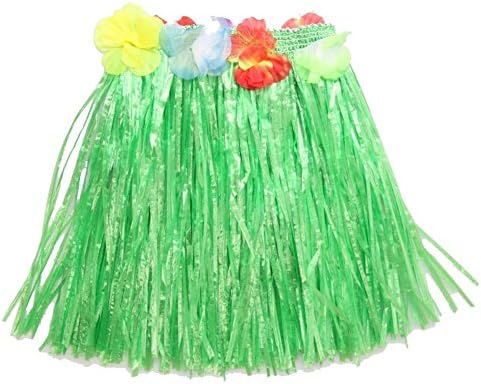 Byjia Hawaiian Hula Girls Boys Dance Halloween Children'S Day Grass Skirts Six Color Party Youth Performances Group Team ?Pack Of 10? Green 30Cm