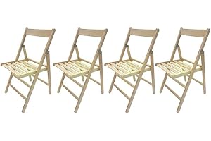 MAKINA 4 SEDIE PIEGHEVOLI BIRRERIA SEDIA IN LEGNO FAGGIO RICHIUDIBILE COMODA PER CAMPEGGIO CASA GIARDINO COLORE NATURALE