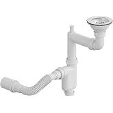 Aqua Bagno Comfort Yer Kazandıran Taşma Deliksiz Mutfak Eviye Sifonu &ndash; Kolay Temizlenir, Ayarlanabilir Koku &Ouml;nleyici Gider Bo