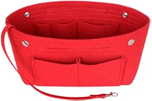 Joqixon Bag Insert Organizer, Felt Handbag Organizer with 15 Pockets, Folding Tote Bag Organiser Insert Zipper Bags for Longchamp