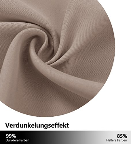 Blickdichte Vorhänge Isolierte Vorhänge – PONYDANCE 2 Stücke Verdunkelungsvorhänge mit Stangendurchzug,Einfacher und Moderner Stil für Schlaf und Wohnzimmer, 160 cm x 132 cm (H x B), Khaki - 5