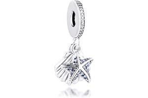 PANDOCCI 2017 Neue Sommer-Tropische Blaue Seesterne und Muschel Authentische 925 Sterlingsilber -Anhänger-Korn-Schmucksache -Pass für Pandora Armbänder