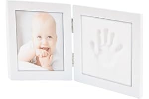 Alvar BABY- Kit Empreinte Pieds & Mains de Bébé, Cadre en Bois Décoration de Chambre, Cadeau, Souvenir de Naissance - Facile à Utiliser.Prêt en 3 minutes.