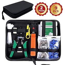 SGILE Testeur de Network Réseau Câble Kits d'Outils de Réparation d'Ordinateur Net Professionnel Maintenance de Testeur de Câble LAN 9 en 1 Outils