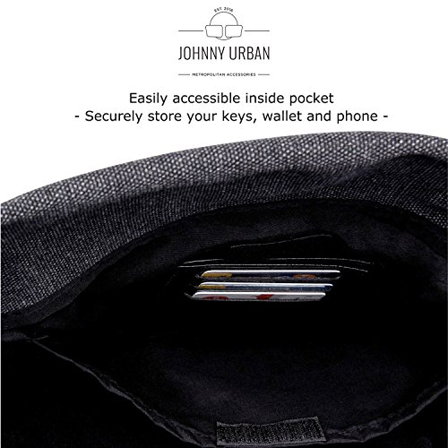 Johnny Urban Rucksack Damen   Herren Schwarz Anthrazit Roll Top Daypack aus Baumwoll Canvas - L  ssiger Vintage Tagesrucksack f  r den Alltag - Wasser