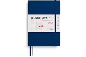 LEUCHTTURM1917 372682 agenda e quaderno settimanale Medio (A5) 2026, Copertina morbida, Marina, Inglese
