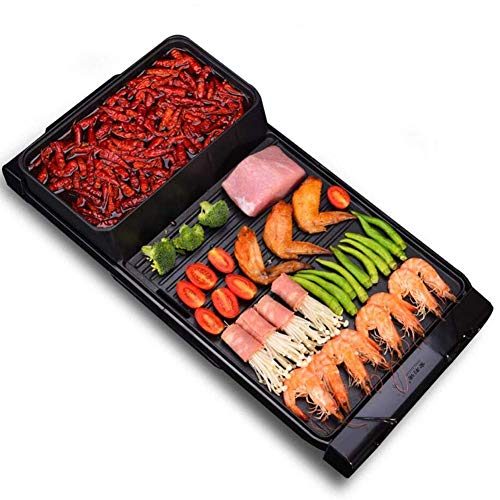 2 en 1 BBQ Grill & Hot Pot, 1800W multifonction Pan électrique Grill intérieur et Ourdoor Smokeless Shabu Shabu Hot Pot avec barbecue Four for la famille Weekend Party ami, 220 V Soul hill
