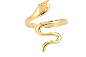 kkjoy Anello da Dito Avvolgente a Serpente per Donna Uomo in Acciaio Inossidabile Rocker Punk Gotico Vintage Regolabile Aperto Anelli da Dito per Cocktail Party Halloween