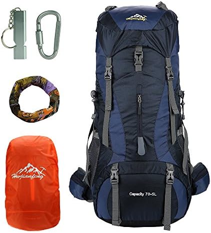caxece 45L + 5L/70L Mountaineering Backpack Outdoor Lightweight Bicycle Backpack Climbing Hiking Backpack Travel Sports Daypack Camping Trekking Backpack with Rain Cover Waterproof (Dark blue, 75L)