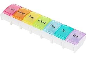 Debbery Pill Box, 7 Day Portable Pill Organizer with Individual Compartments and Push Button Pop Up Lid Design, Medicine Storage Box for Vitamins, Cod Liver Oil, Supplements and Medicines