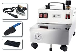 AEOLUS EOLO HOME & PROFESSIONAL EOLO Centrale Vapeur Professionnelle Fer A Repasser Avec Déflecteur Vapeur et Brosse Vapeur Défroisseur Chaudière En Cuivre A Economie d’Energie Resistance Externe Anticalcaire Coque En Acier Inoxydable 5 Ans De Garantie GV05 INOX