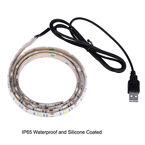 Bonker® Led Streifen,led strip 100cm 1m USB 2.0 LED Strip Streifen Leiste Lichtkette Wasserdicht 30 x 5050 SMDs- (Warmweiß) - 3