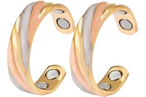 EnerMagiX Tri Tone 3500 Gauss Magnetic Copper Rings for Women or Men, 99.95% Copper Ring with 4 Magnets, Adjustable Size, Women's Day Gift for Mom, Wife (CPR-0131 X2)