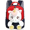 RIANZ Cute Unicorn Baby Backpack for Kids Girls & Boys Plush Bag with with Cartoon Uni-corn Stuffed Toy (Detachable) for Toddler Baby 1-3Years Old Child