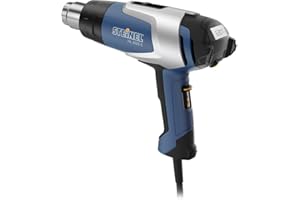 Steinel Heißluftpistole HL 2020 E im Koffer, Inkl. 9mm Reduzierdüse, 2200 W Heißluftfön, LCD-Display, 80°-630°C, Blau