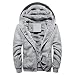 Produktbild Herren Winterjacke,Moonuy Herren Boy M-5XL Hoodie Winter Warm Fleece Reißverschluss Pullover Charme Stilvolle Jacke Patchwork Hot Outwear Baumwollmantel in grau, rot, schwarz (Grau 2, 3XL)