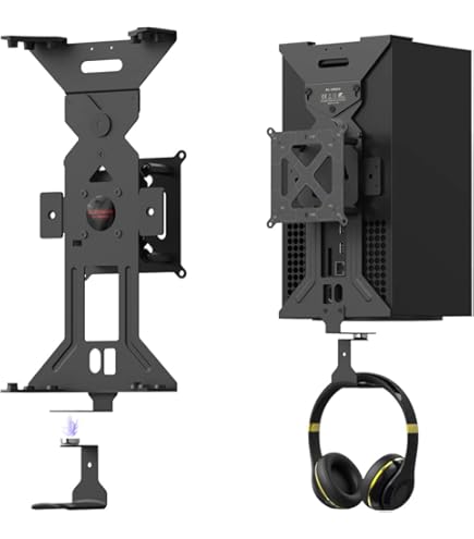 PlusAcc Xbox Series X muurbeugel – snelle warmteafvoerhouders, bespaar ruimte op je bureau en houd je speelruimte georganiseerd (apparaat niet inbegrepen