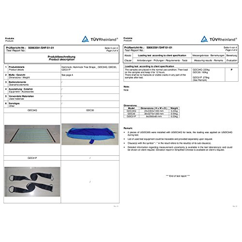 Songmics Befestigungs-Set Aufhängeset für Hängematte TÜV Rheinland geprüft max. statische Belastung 270 kg 3.2m GDC01P - 3