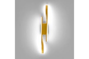 Comely Lámpara de pared interior LED, 16W 1800LM Aplique Pared Interior LED, 6500K Luz Blanco Frio Aplique de Pared para Dormitorio Estudio Comedor Pasillo Escalera, Oro