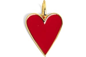 SINGULARU - Charm Lovely Heart Red Enamel- Colgante para Cadena en Latón con Acabado Baño de Oro de 18 Kt. Diseño Corazón. Combinable con Collar. Joyas para Mujer
