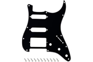 Banworks 3 plis Strat HSS Pickguard 11 trous pour guitare électrique Pickguard SSH Scratch Plate pour USA/Mexicain Modern Style Standard Stratocaster ST JT/HB-02 Noir brillant