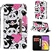 Produktbild Shinyzone Leder Brieftasche Hülle für Samsung Galaxy J4 Plus/J4 Prime, Bunt Niedlich Tier Liebe Herz Panda Gemalt Muster,Magnetverschluss Kartenfächer Handschlaufe Schutzhülle