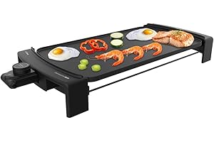 Cecotec Plancha de Asar Eléctrica Tasty&Grill 3000 Blackwater. 2600 W, Resistencia en Forma de M, Termostato Regulable, Apta para lavavajillas, Libre de PFOA y PTFE, Bandeja Recogegrasas