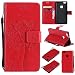 Produktbild HUAWEI P10LITE hülle PU Lederhülle Brieftasche Tasche Hüllen Prägung Baum und Katzen Flip Hülle im Bookstyle Cover Schale Ständer Etui Karten Slot mit Magnetverschluss Schutzhülle DECHYI case cover Rot
