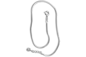 Designer Inspirations Boutique Snake Chain Link Sterling Silver Anklet/Ankle Bracelet/Ankle Chain - 925 Sterling Silver - Adjustable 9.5" to 10.5" Inch & 10.5" to 11.5" Inch / 9.5" Inch