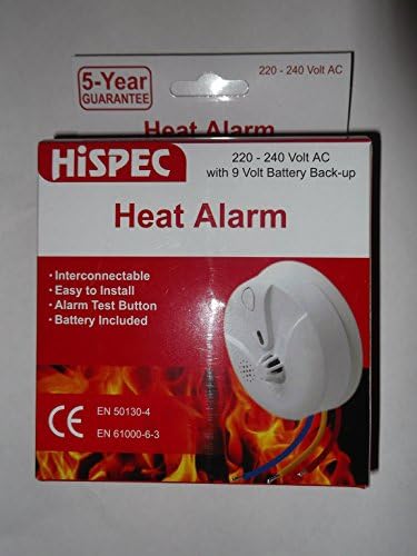 HISPEC INTERCONNECTABLE HEAT DETECTOR MAINS BATTERY BACK UP